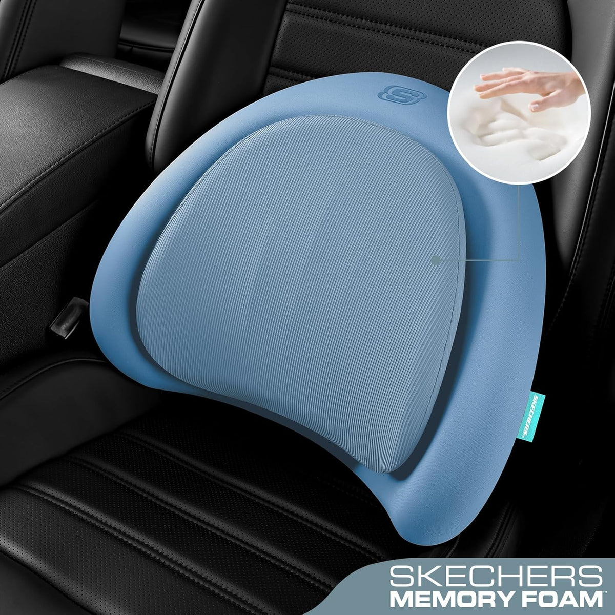 Skechers Lumbar Pillow Premium Memory Foam,Double-Layer-Office Chair Cushion for Tailbone Pain Relief,Butt Pillow for Office Chair,Car seat Cushion,Long Sitting Office Workers,and Car Drivers,Black
