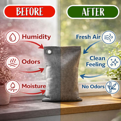 100g Bamboo Charcoal Bags (Pack of 10 Bags) - Activated Charcoal Odor Absorber - Reusable Bags for Homes, Cars, Closets, & Shoe Odor - Absorbs Odors & Moisture - Organic Sustainable Room Air Freshener