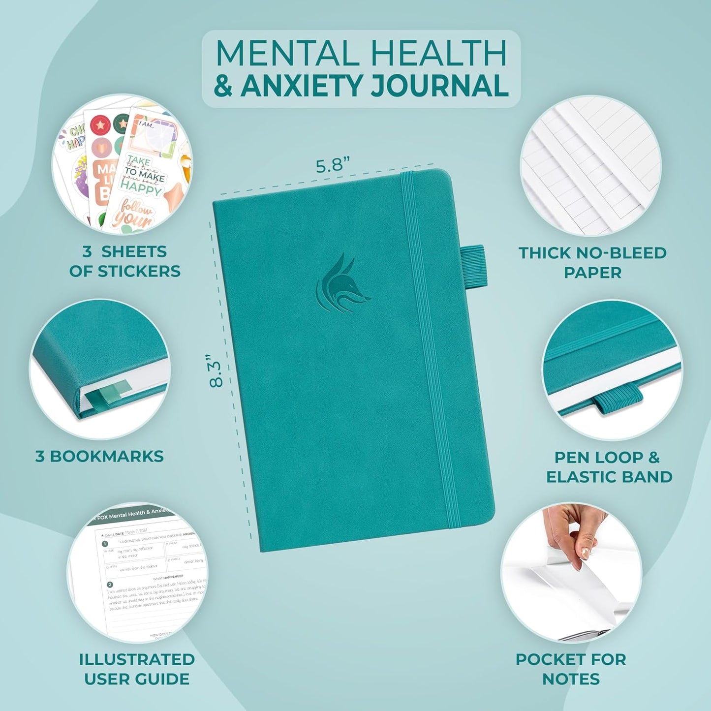 Clever Fox Mental Health & Anxiety Journal CBT Prompts 5.8x8.3 Lavender | Guided self-care diary for women, men & teens, Self-help therapy, feelings & mood tracker, dbt workbook for stress relief