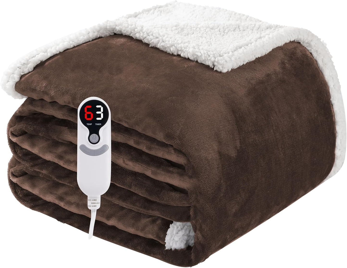 Soypipo Electric Heated Throw Blanket 50"x60", Faux Fur Plush with 4 Heat Settings & 2/4/8/10H Auto Shut-Off, Overheat Protection, Machine Washable, for Office & Chair, Dark Grey