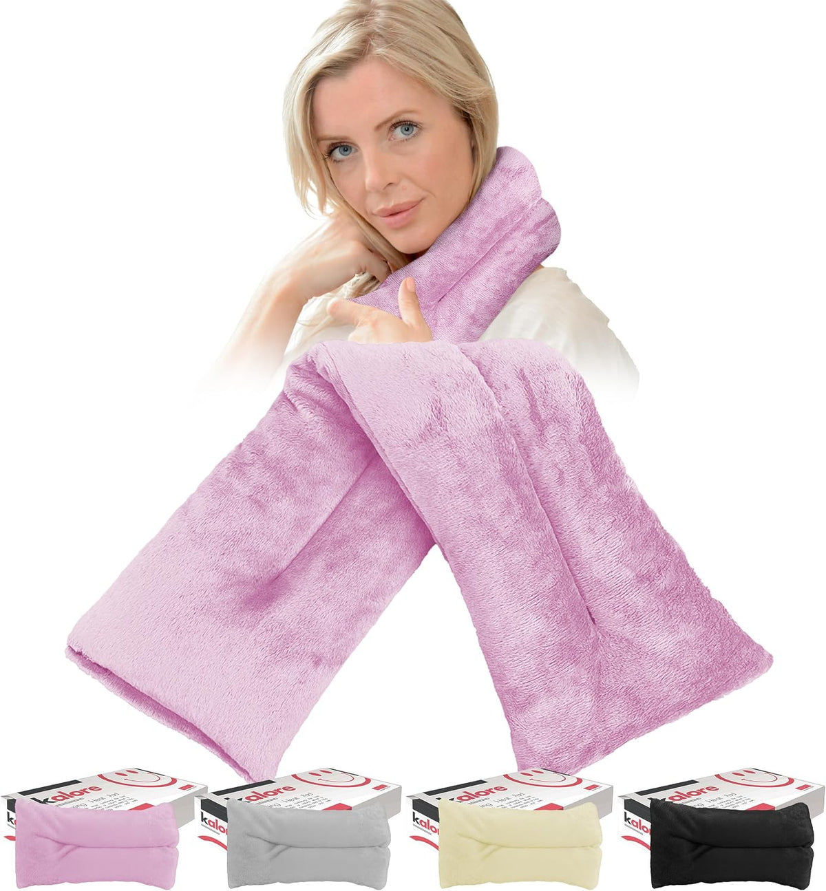 Microwavable Heating Pads for Winter Warmth, Back, Stomach & Head Comfort – Kalore Soft Cotton Tartan Neck Wrap – Even Heat Distribution Hot Compress Bag – Wheat Heat Pad XL – Unscented – Gray