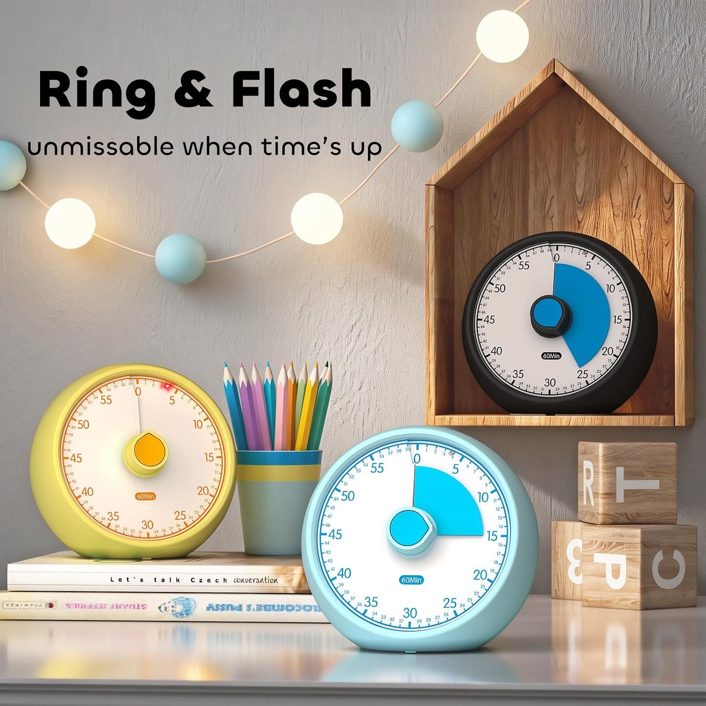 Visual Timer for Kids 60-Minute Countdown Timer with Optional Alarm, Focus Tool for ADHD & Autism, Time Management for Homework, Chores, Office, Kitchen, Teaching & Study Routines (Purple)