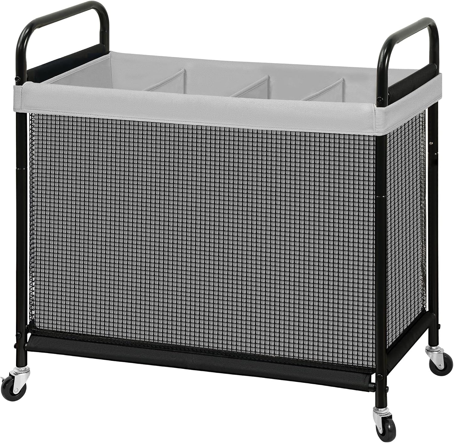 STO STO Laundry Hamper 2 Section, 100L Rolling Laundry Sorter Cart with Removable and Washable Liner Bag, Clothes Hamper with Wheels and Metal Handle for Laundry Room and Bedroom