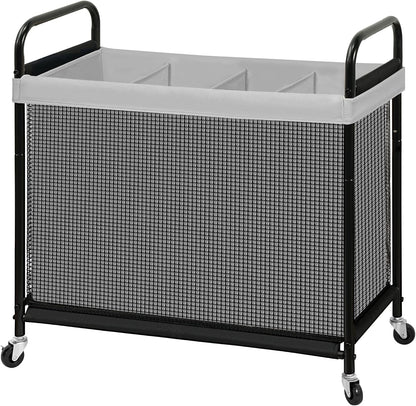 STO STO Laundry Hamper 2 Section, 100L Rolling Laundry Sorter Cart with Removable and Washable Liner Bag, Clothes Hamper with Wheels and Metal Handle for Laundry Room and Bedroom
