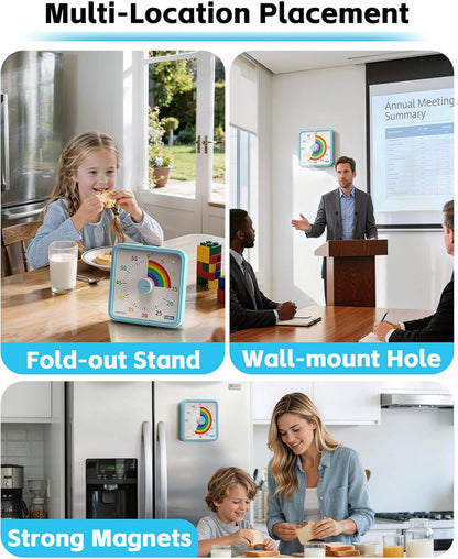 8-Inch Large Visual Timer for Kids 60-Minute Classroom Timer Magnetic | Countdown Timer with Pause Kickstands, Time Management Tool ADHD Timer Home School Kitchen and Office