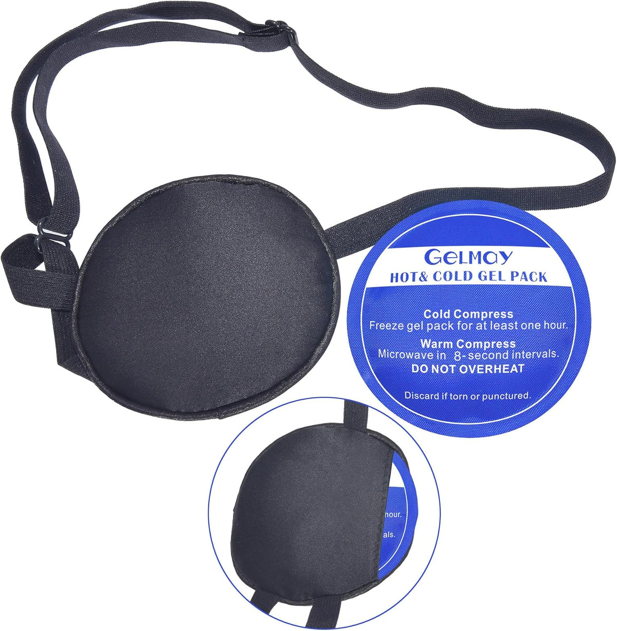 Cooling Eye Patches for Puffy Eyes, Pure Silk Ice Eye Patch, Single Eye Mask, Medical One Eye Cover Cold Hot Therapy Strabismus Lazy Eyes After Surgery Adult Kid Pirate Eyepatch (Black)