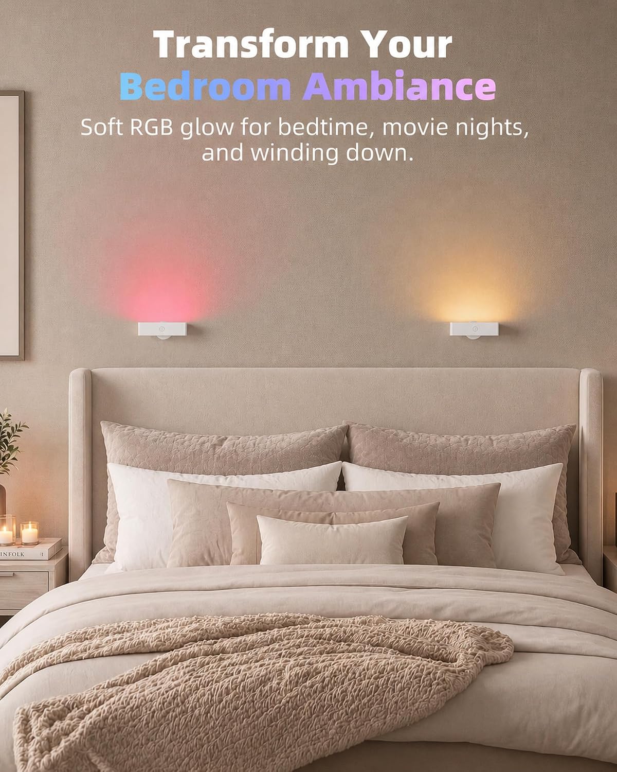 EZVALO Wireless RGB Light Bars, Rechargeable LED Mood Lights with Remote