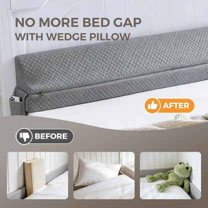 Bed Wedge Gap Filler Queen Size, Wedge Pillow for Headboard Gap, 60×10×6 in