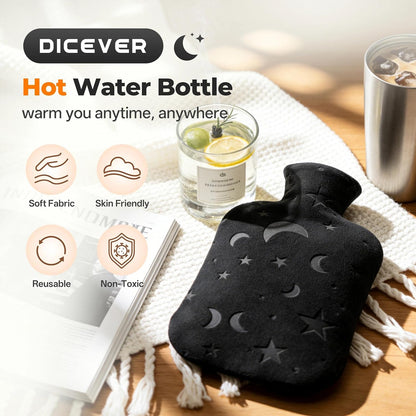 Hot Water Bottle with Soft Cover, 2L Hot Water Bag for Menstrual Cramps, Neck and Shoulder Pain Relief, Hot and Cold Therapies, Hand Feet Warmer, Blue