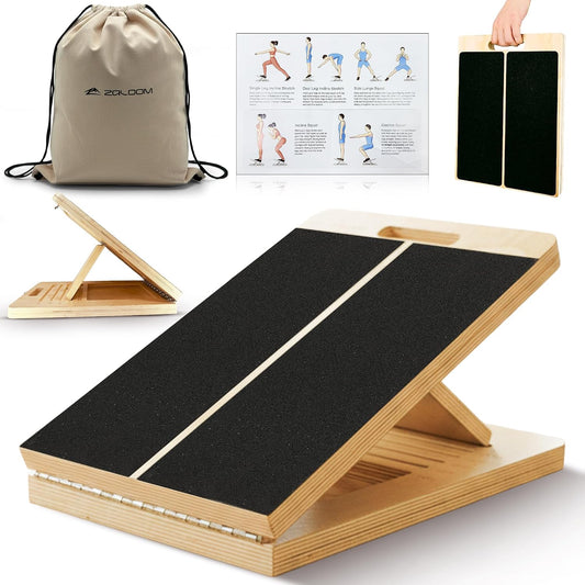 Wooden Slant Board for Calf Stretching - 6 Adjustable Angles, 400 Lbs Capacity Calf Stretcher Slant Board for Squats, Knees, Ankle, Leg, Heel & feet, Squat Wedge & Physical Therapy Equipment