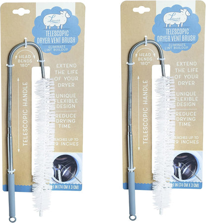 Dryer Vent Brush, Flexible Lint Remover Cleaning Tool, Sturdy Telescopic 29-Inch Handle, Head Bends 180 Degrees, Reduces Drying Time and Extends Dryer Life, 2 Pack