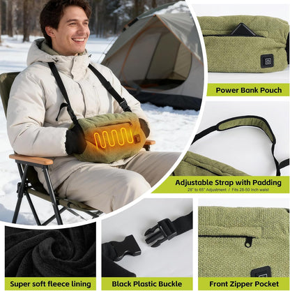 Electric Heated Hand Warmer Pouch,Football Hand Warmer with Double Sided Heating Areas,Zipped Pocket and Adjustable Strap,Heated Hand Muff Ideal for Football,Hunting,Fishing,Camping,Golf
