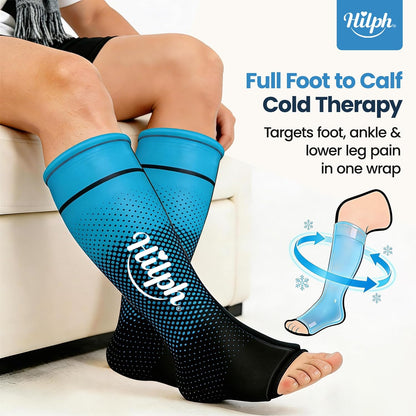 Hilph 2PCS Full Calf & Foot Ice Pack Wrap, Extended Leg to Foot Ice Sleeve | Flexible Gel Ice Calf Compression Sleeve, Lower Leg Ice Pack, Pain Relief for Shin Splints, Swelling, Muscle Running Recovery