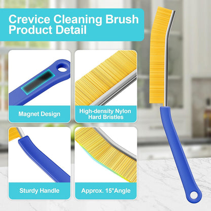 JOYMOOP 4 Pack Crevice Cleaning Brush, Hard Bristle Grout Brush, House Cleaning Supplies, Magnetic Gap Cleaning Brush for Kitchen, Bathroom, Window, Toilet, Multifunctional Cleaning Tools-4 Colors