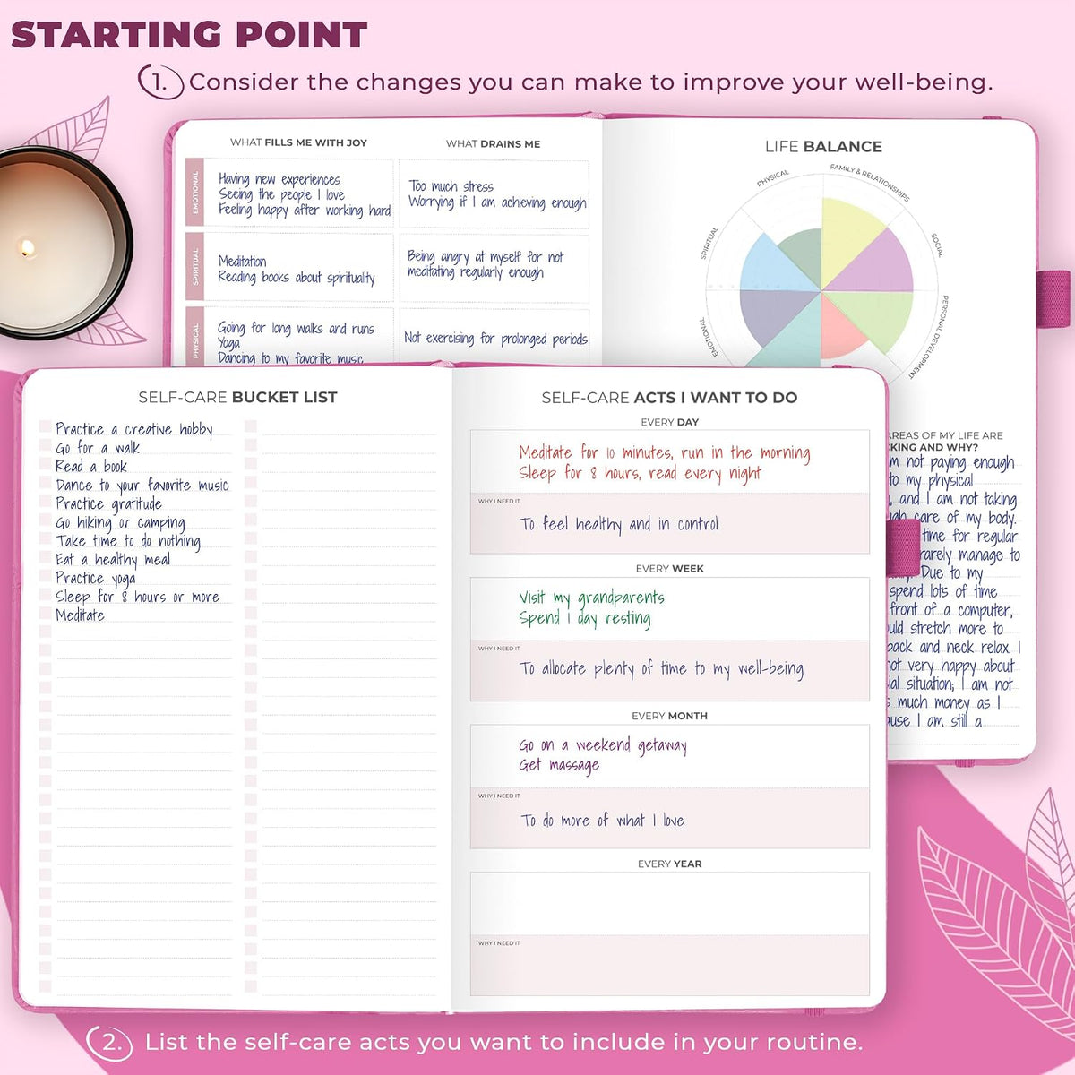 Clever Fox Self-Care Journal for Women, Daily Planner 5.8x8.3 Mystic blue