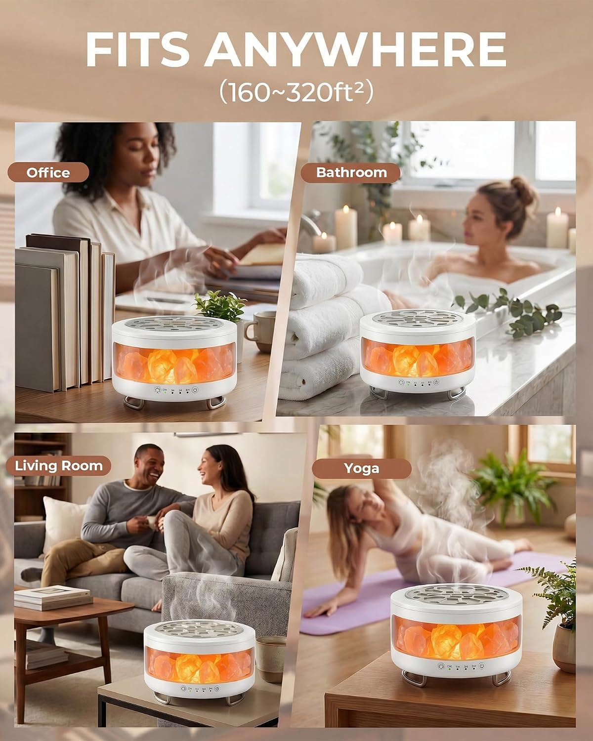 Essential Oil Diffuser with Himalayan Salt Lamp, Scent Diffusers for Home