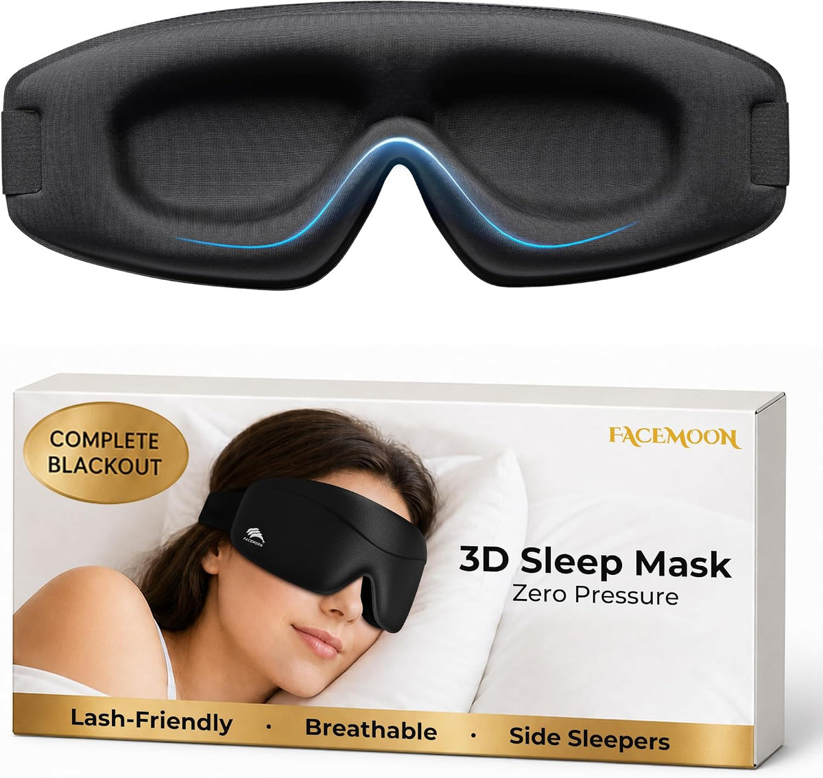 Sleep Mask for Women Men: 100% Blackout 3D Eye Mask for Sleeping, Sleeping Mask for Side Sleepers, Zero Pressure Memory Foam Eyelash Friendly Breathable Eye Cover, Airplane Travel Essentials-Pink