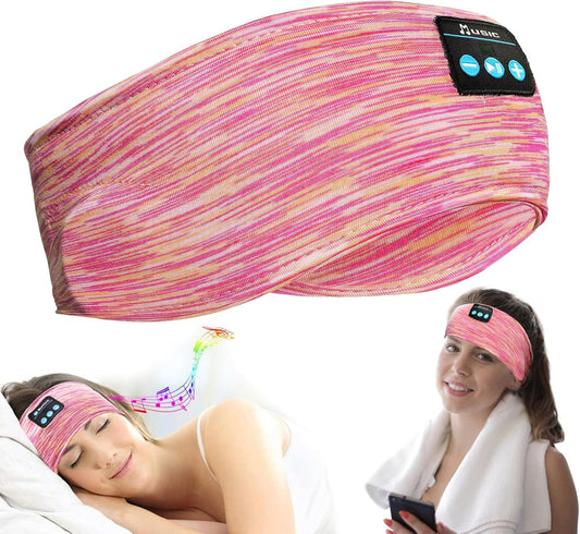 Bluetooth Headphones, Sleep Headphones Headband Wireless for Sleeping Side Sleepers - Adjustable Sleep Headphone, and Bluetooth Headbands for Women (Pink)