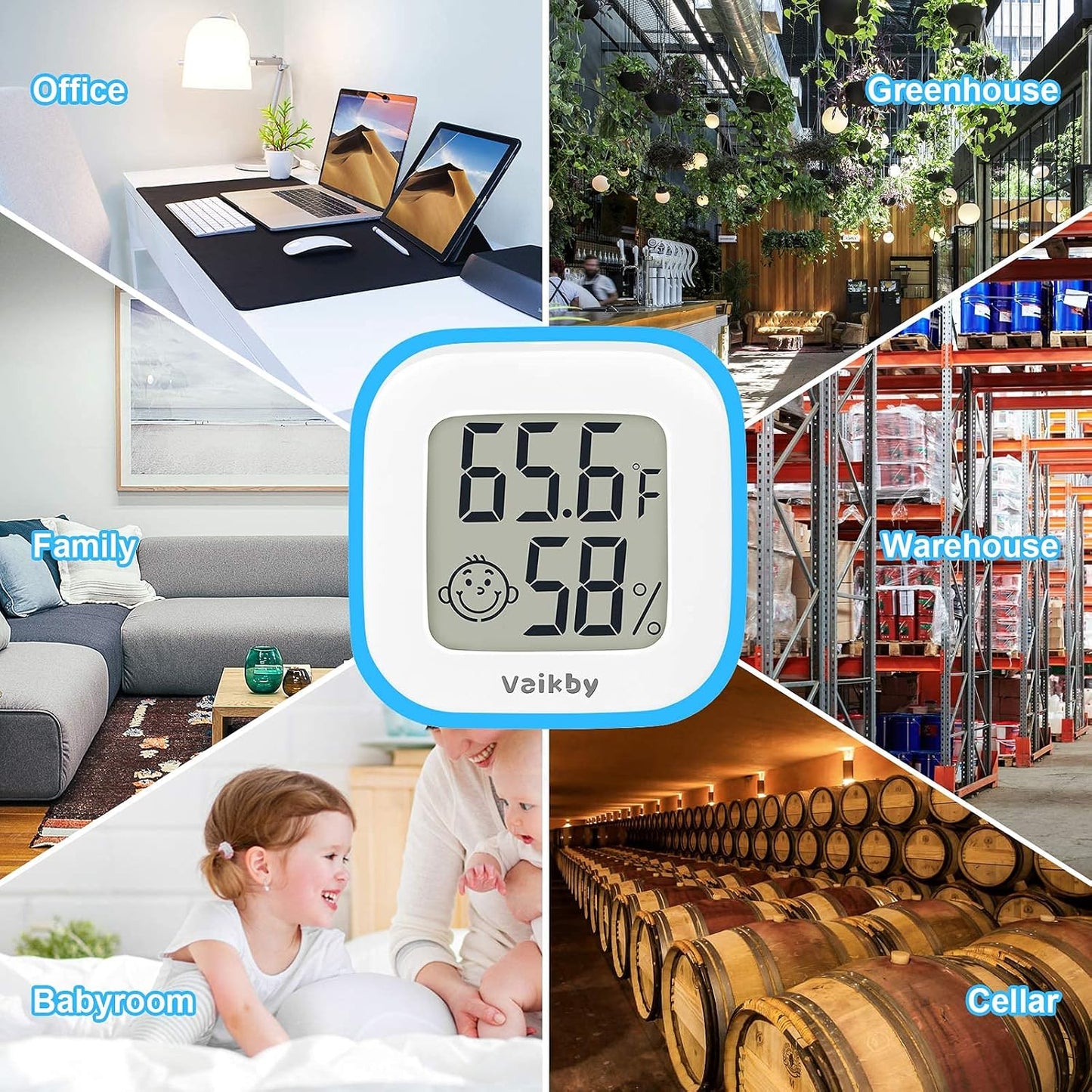 Vaikby Indoor Thermometer 2Pack, Humidity Gauge Meter Digital Hygrometer Room Thermometer for Home, Hight Accurate Temperature and Humidity Monitor, Large LCD Display Fahrenheit or Celsius