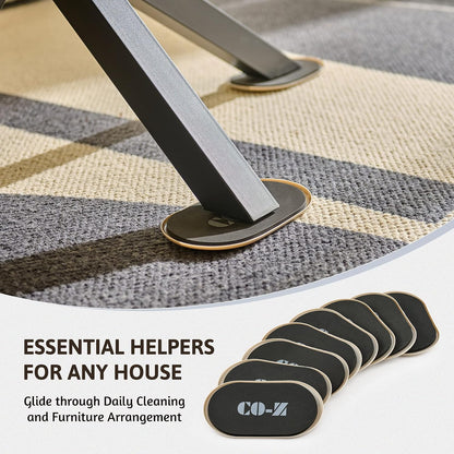 CO-Z Large Furniture Sliders - 8 Pack, 6" x 9 1/2" Oval Reusable Furniture Sliders for Carpet, Heavy-Duty Furniture Gliders Movers for Hardwood Floors, Plastic Moving Pads for Heavy Furniture