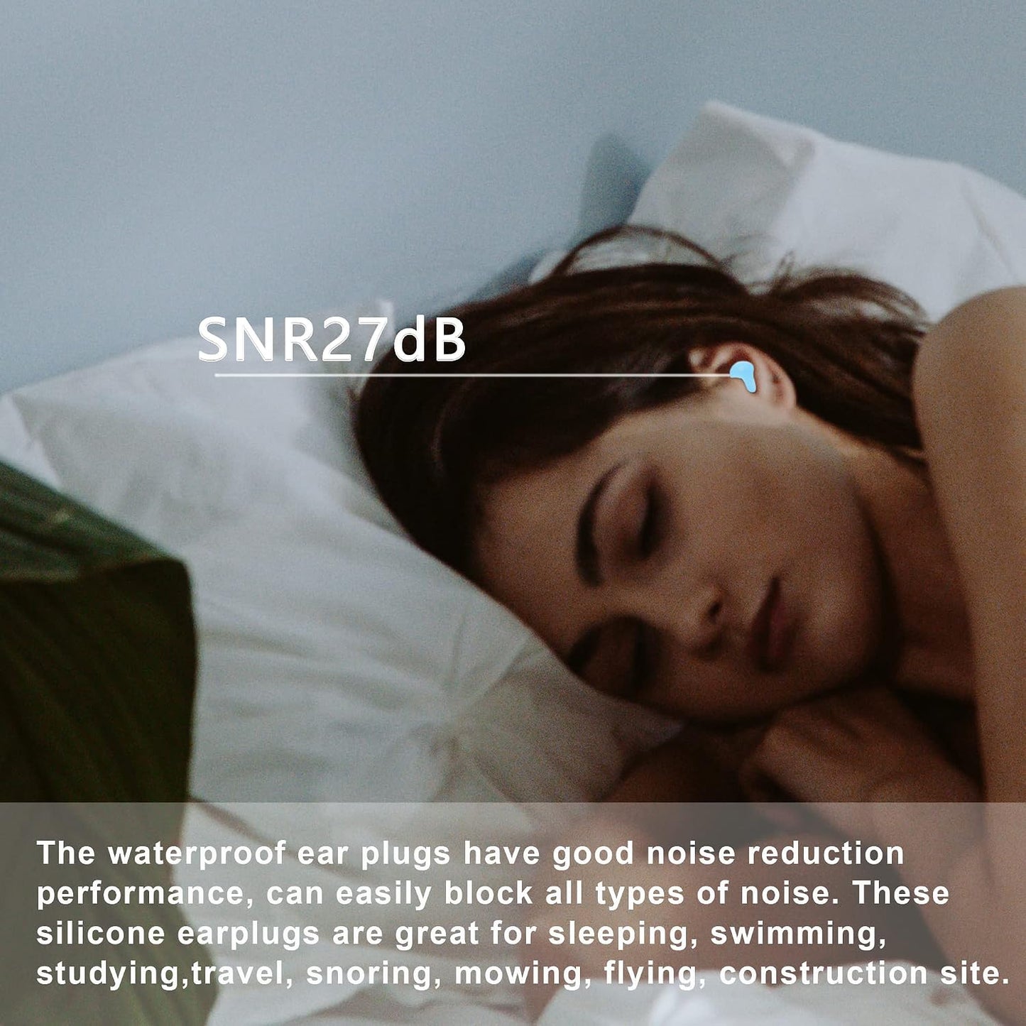 EXGOX 7 Pairs Silicone Ear Plugs for Sleeping Noise Cancelling Reusable Moldable Wax Earplugs for Swimming, Work, Airplane, SNR27dB(Dark Blue)