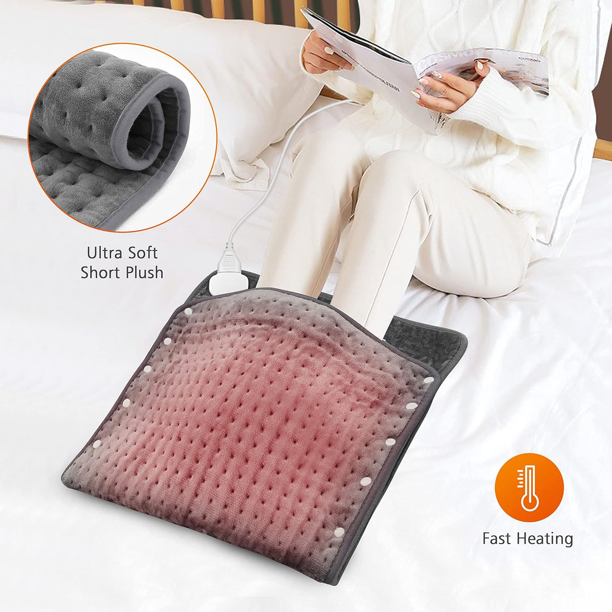 Snailax Heating Pad for Back, Foot Warmer, Large Washable Heating Pad