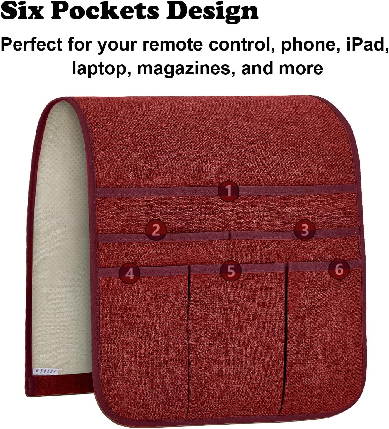 Teniux Remote Control Holder GRS Certified Armchair Caddy for Recliner Couch, Recycled Material Non-Slip Armrest Organizer with 5 Pockets for Magazine, Tablet, Phone, iPad (Dark Grey)