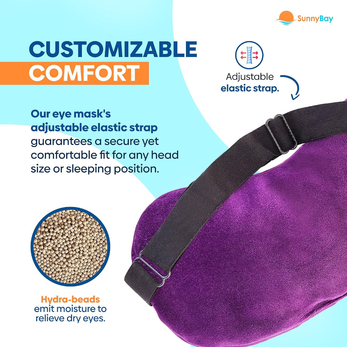 SunnyBay Microwavable Heated Eye Mask, Moist Compress, 7.9x4.3 inch, Purple