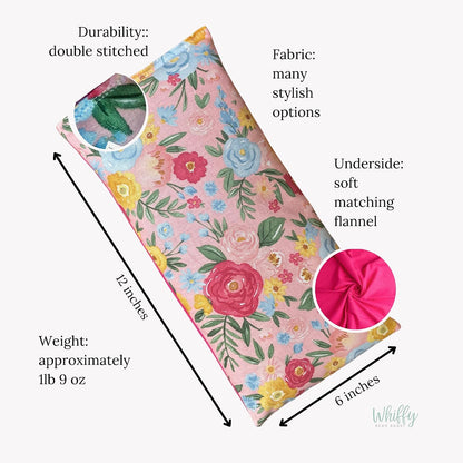 Large Microwave Heating Pad with Flax Seed, Scented or Unscented, Good for Back Pain or Cramps, Moist Heat Therapy or Ice Pack, Microwavable Bean Bag, 6" x 12" (Mushroom, Lavender & Peppermint)