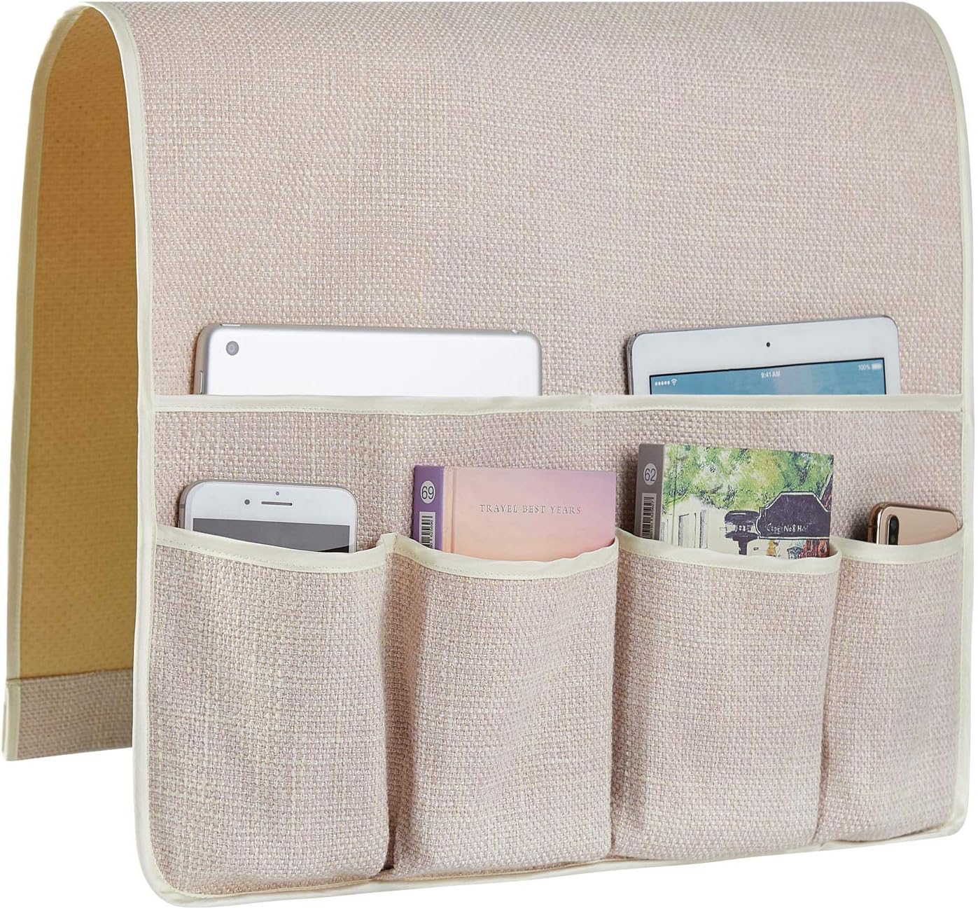 Sofa Armrest Organizer Non-Slip Arm Chair Hanging Caddy Remote Control Holder for Magazine, Phone, Books, Glasses(Black,13in)