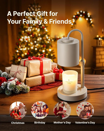 CASTLELIFE Dimmable Candle Warmer Lamp with Timer, Height Adjustable Candle Warmer for Jar Candles, Electric Wax Melt Warmer for Home Decor House Warming Gifts, Birthday Gifts for Women, Black Clear