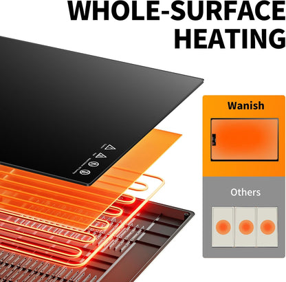 Electric Warming Tray,Extralong 47"x12",Tempered Glass Warming Mat for Food