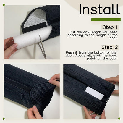 Under Door Draft Stopper, Draft Stopper for Bottom of Door, Adjustable 30-36 Inch Door Draft Blocker, Under Door Gap Filler, Easy Install Door Seal, Helps Reduce Drafts, Noise and Heat Loss Black