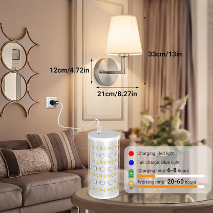 Nekhung Battery Operated Wall Sconce, Peel and Stick Sconces Set of 2