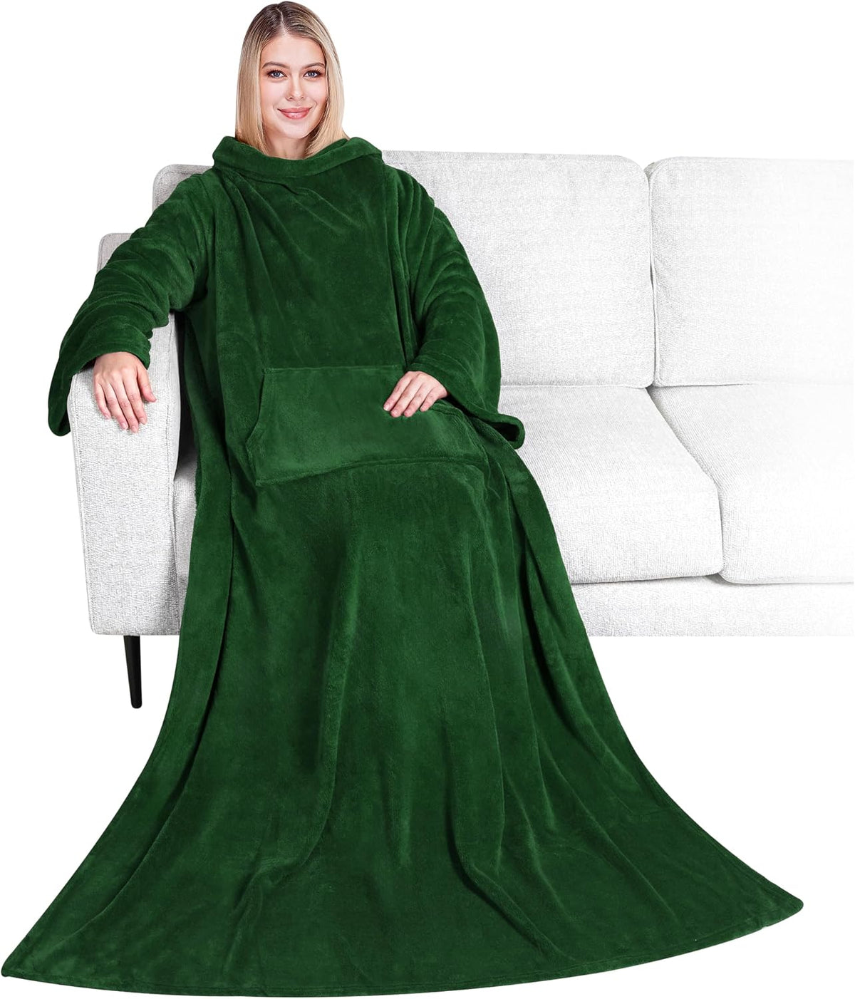 PAVILIA Blanket with Sleeves for Adult Women Men, Soft Warm Wearable Blanket Fleece Wrap Throw, Robe Blanket Gift