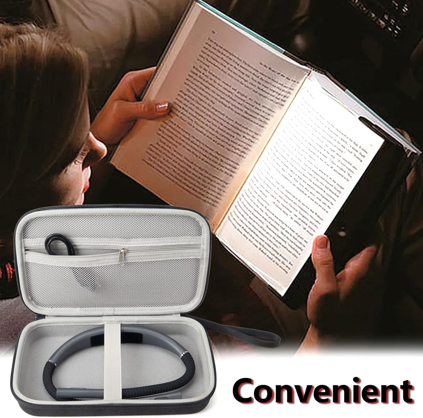 Case for Glocusent Vekkia LITOM LEDGLE TAKKUI TSINGREE Reading Light, Neck Book Light Carrying Box for Reading in Bed, LED Booklight Storage with Pocket for USB Cable (Case Only)- Purple