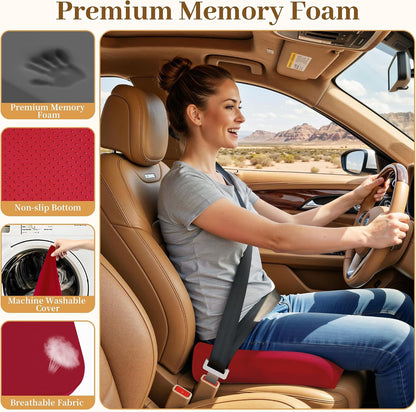 TranquilRelax Memory Foam Seat Cushion for Office Chair, 3-Inch, Black | Medium-firm Support for Long Sitting, Washable Mesh Cover, Non-slip Base, Perfect for Car Seats & Short Drivers