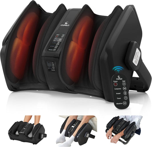 CuPiLo Shiatsu Foot Calf Massager with Heat & Remote, FSA Eligible HSA