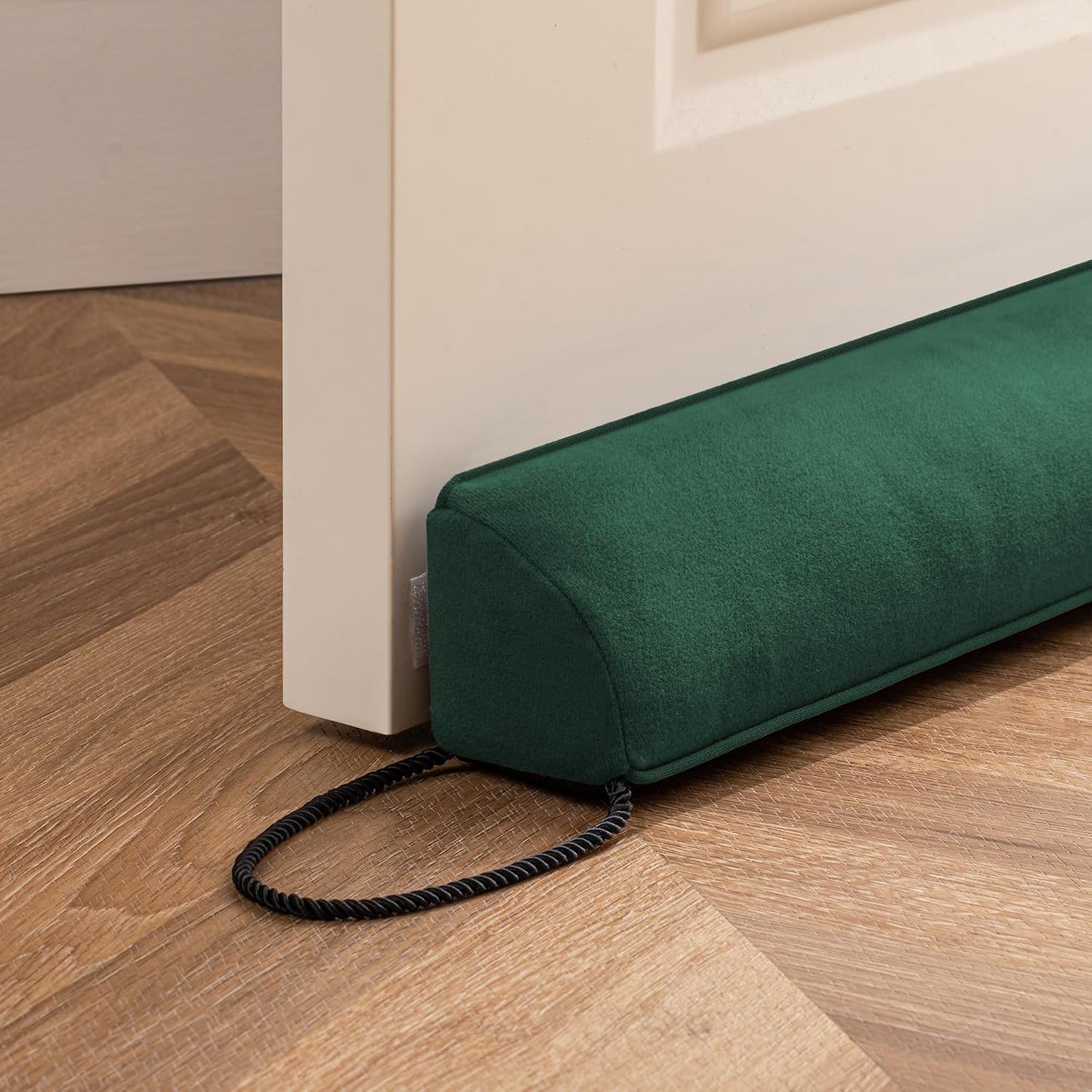 Door Draft Stopper with Removable Washable Cover, 38", Black | Weighted Gap Filler, Blocks Hot and Cold Air, All-Season Seal, Easy Install, Noise & Wind Blocker, Home Essentials