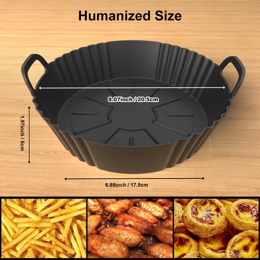 Silicone Air Fryer Liners 2 Pack, Reusable Compatible for Ninja Foodi DZ201, DZ401, DZ550, DZ302, COSORI 9QT, Chefman, Instant, and 6-in-1 8-10QT Dual Baskets