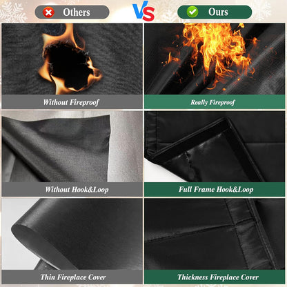 Fireplace Cover, Fireplace Blanket for Heat Loss, Fireplace Draft Cover Indoor, Fireplace Draft Stopper with Full Frame Magic Tape, Fireplace Draft Blocker Save Energy (39"x32")