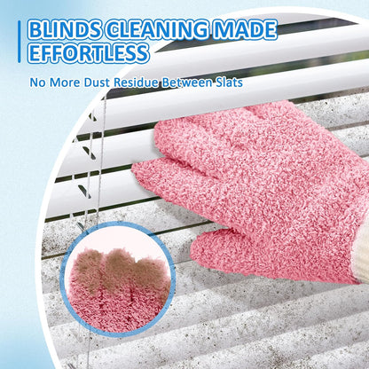 MIG4U Microfiber Dusting Gloves House Cleaning Glove for Blinds, Windows, Shutters, Furniture, and Car, Reusable Lint-Free Blue 1 Pair S/M