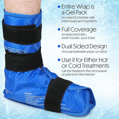 Ankle Ice Pack Wrap, Extra Large Full Foot Hot Cold Pack, Reusable