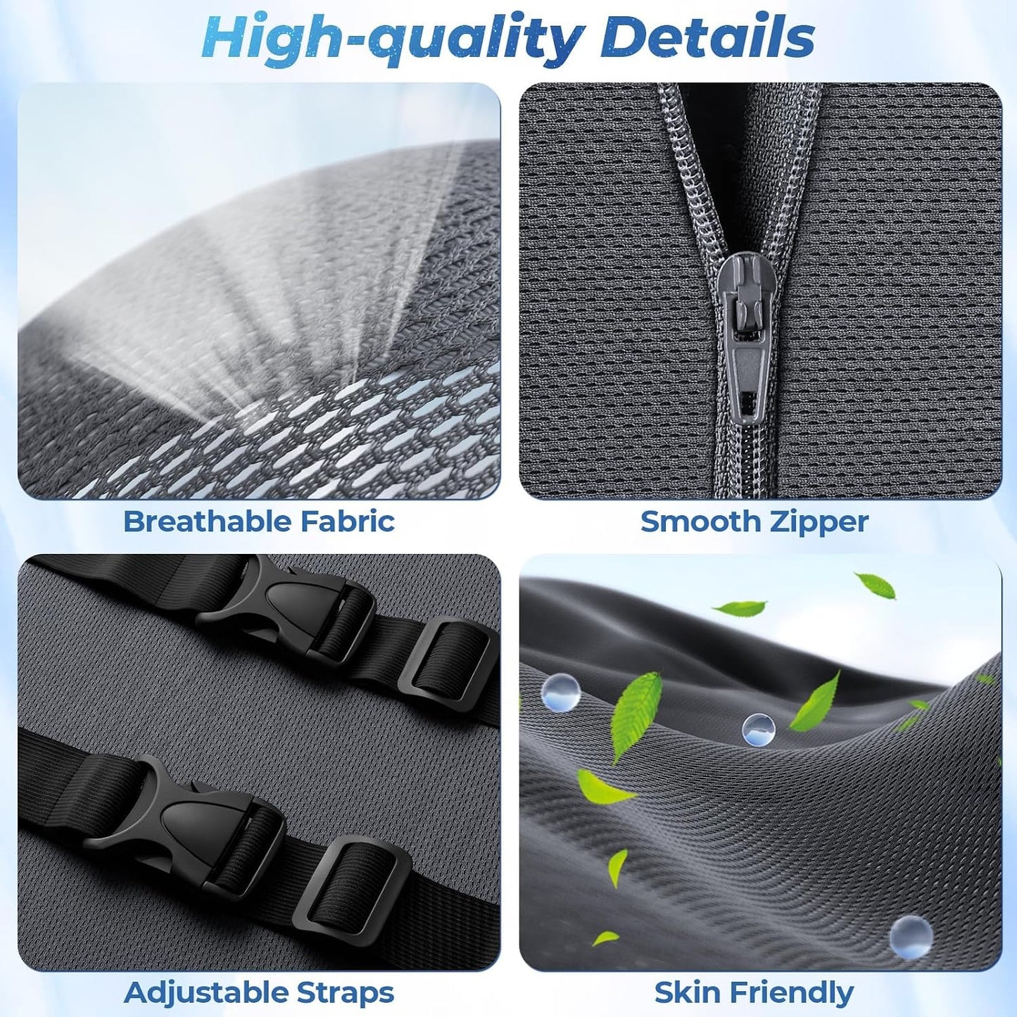 Lumbar Support Pillow, Ergonomic Back Cushion for Office Chair, Black/Large | Memory Foam Back Pillow with Adjustable Strap for Long-Hour Sitting , Gaming Chair, Back Support for Pain Relief