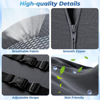 Lumbar Support Pillow, Ergonomic Back Cushion for Office Chair, Black/Large | Memory Foam Back Pillow with Adjustable Strap for Long-Hour Sitting , Gaming Chair, Back Support for Pain Relief