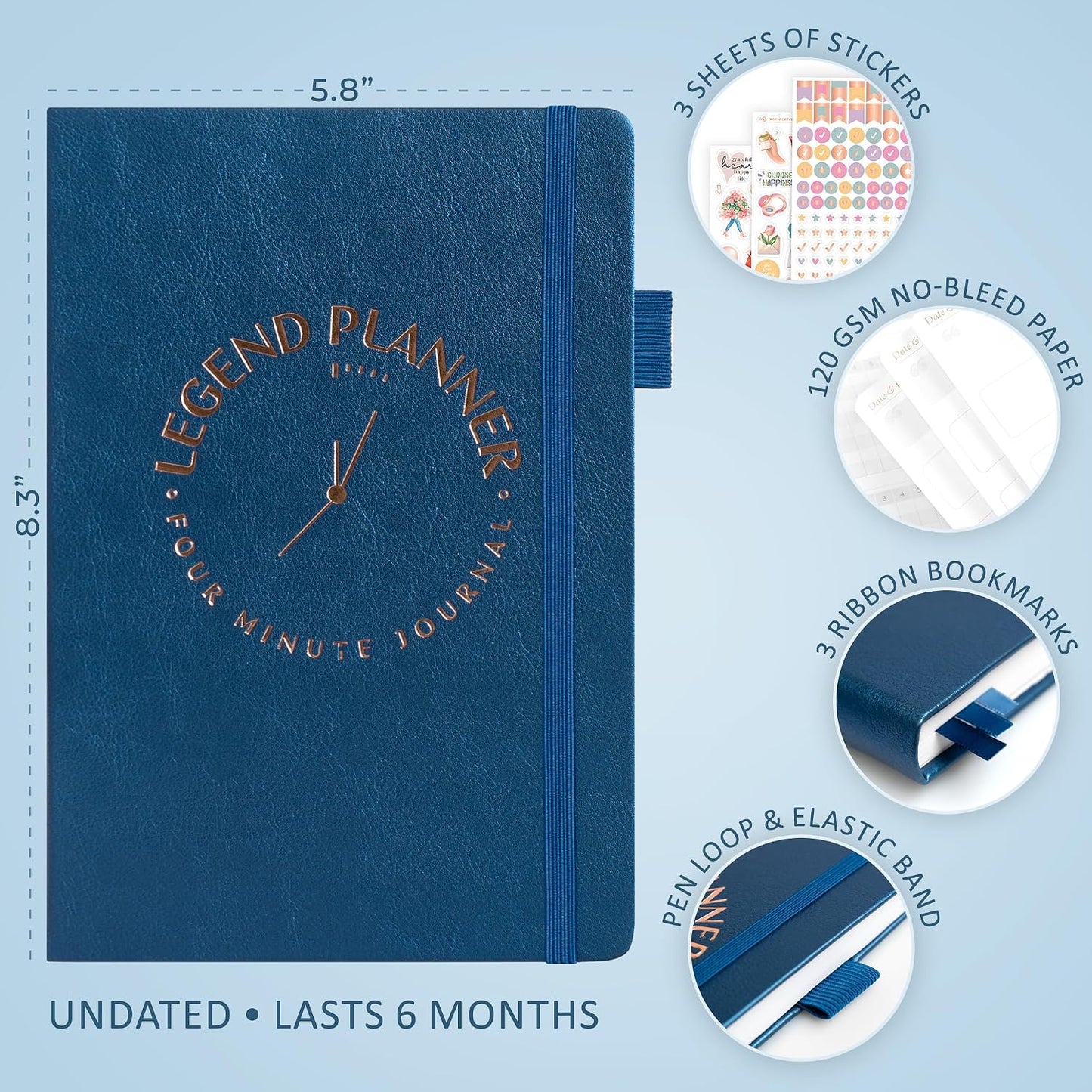 Legend Four-Minute Journal with Prompts & Habit Tracker – Daily Gratitude Journal for Women & Men – Guided Positivity, Self-Reflection & Affirmation Notebook (Lavender)