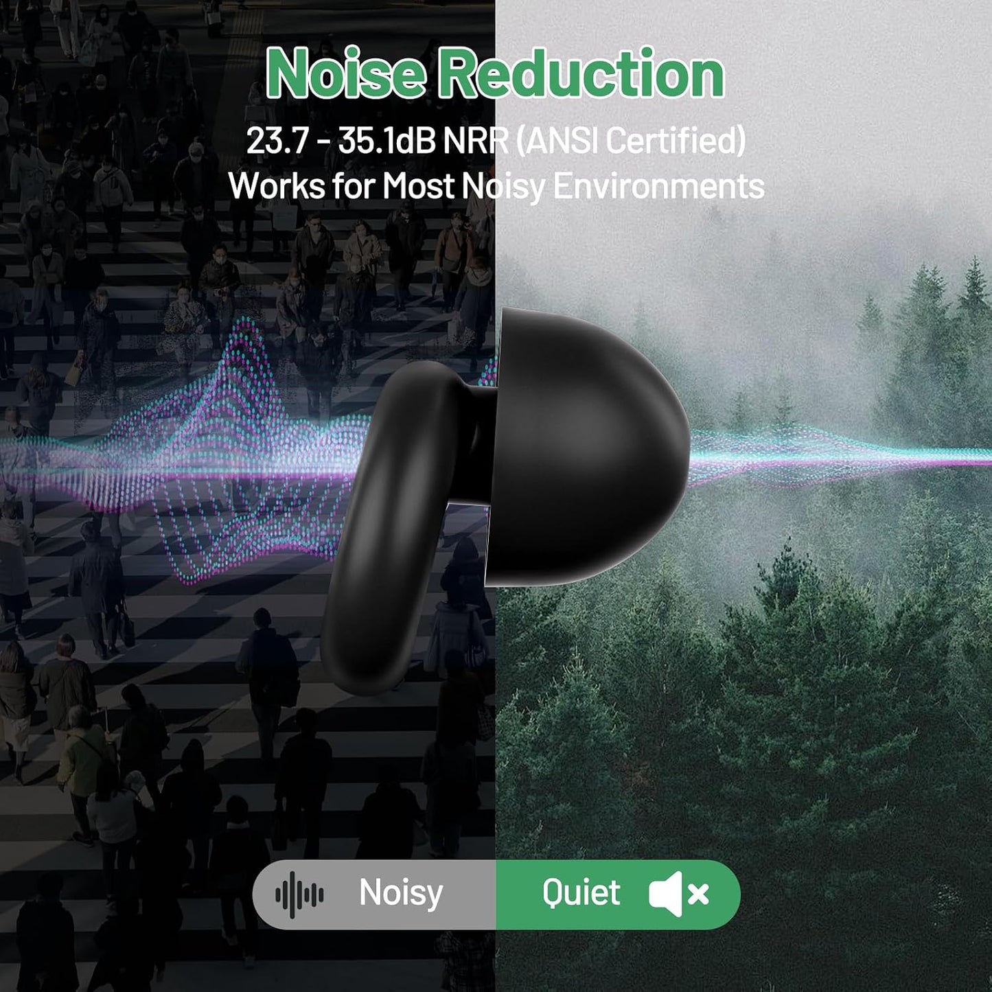 Noise Cancelling Ear Plugs Sleep 50dB NRR Side Sleep Small Ear | ultra soft silicone, reusable one-piece design, 4 sizes included, portable case
