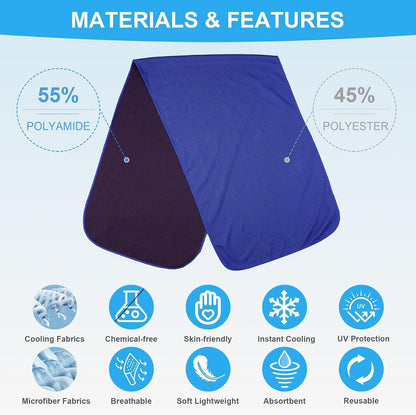 4 Pack Cooling Towels for Neck and Face(40"x12"), Cooling Neck Wraps, Ice Towel for Hot Weather, Soft Breathable Gym Towel, Cool Towel for Workout, Camping, Yoga, Sport, Running