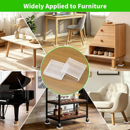 2" Square 12PCS Clear Non Slip Furniture Pads for Hardwood Floors Protector | Rubber Furniture Caster Cups, Chair Coasters for Carpet with Grip, Carpet Protector for Furniture Legs - Protect Any Flooring