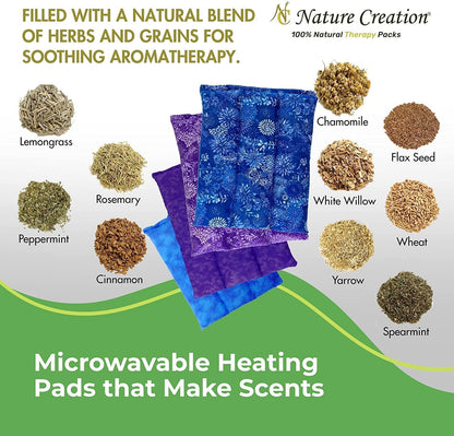 Nature Creation Microwaveable Herbal Heating Pad for Lumbar - Soothing Hot & Cold Therapy Pack for Lower Back- Soothing Relaxation, Warmth and Comfort - Happy Hearts
